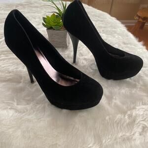 Black Suede Women's Pumps with High Heel